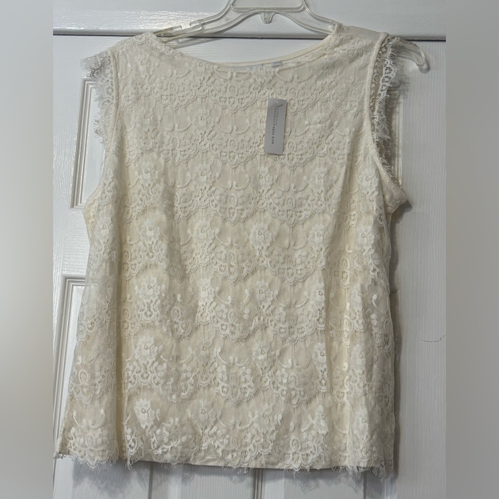 New York and Company Lace Blouse Beige / Ivory Size XL New with Tags NWT